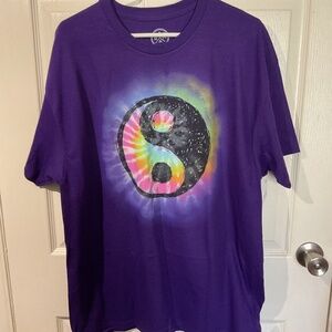 NWT Purple Short Sleeve Tee w/ Multicolored Yin/Yang Tie-Dye Graphic